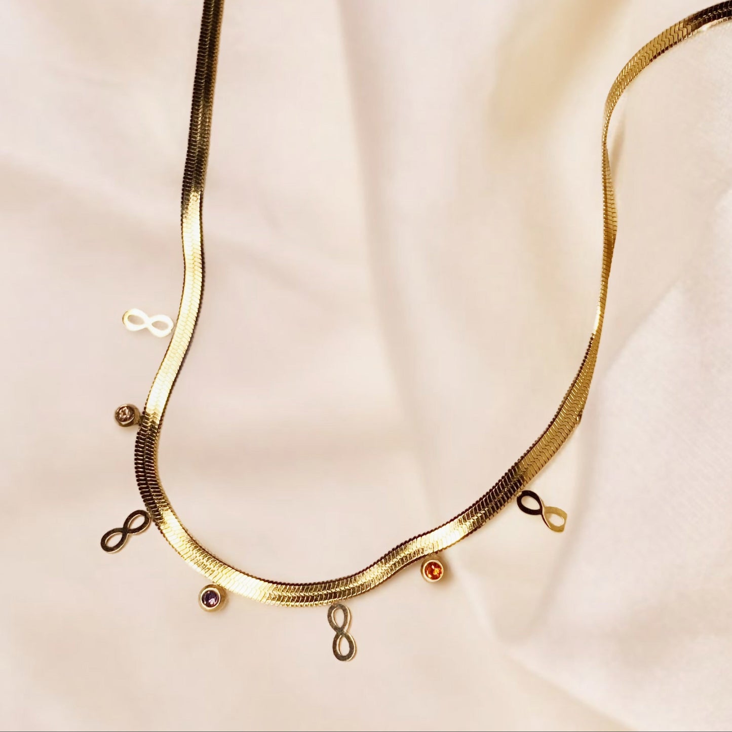Viper snake chain, Rainbow color, antitarnish, waterproof jewellery, zircon, AD stones, gold chain golden jewellery, women chain, infinite chain