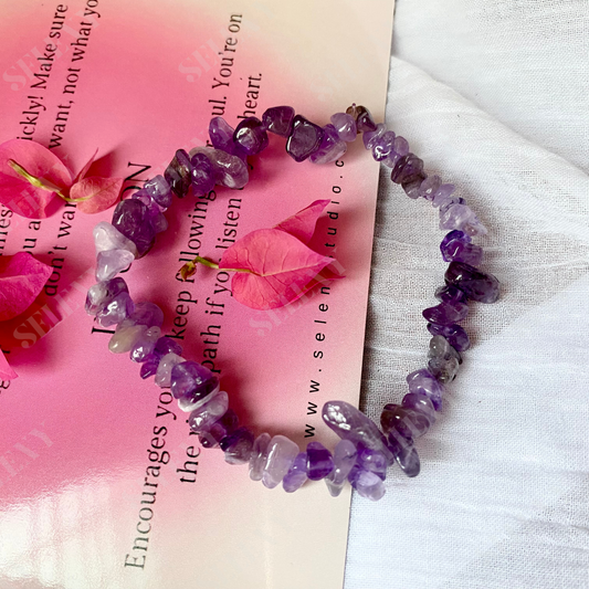 Amethyst Natural Stone Chip Bracelet