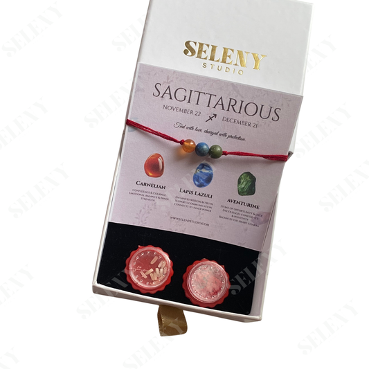 Sagittarious l Crystal Protect Me Handmade Cotton Rakhi | Carnaline | Lapis Lazuli | Aventurine - Raksha Bandhan