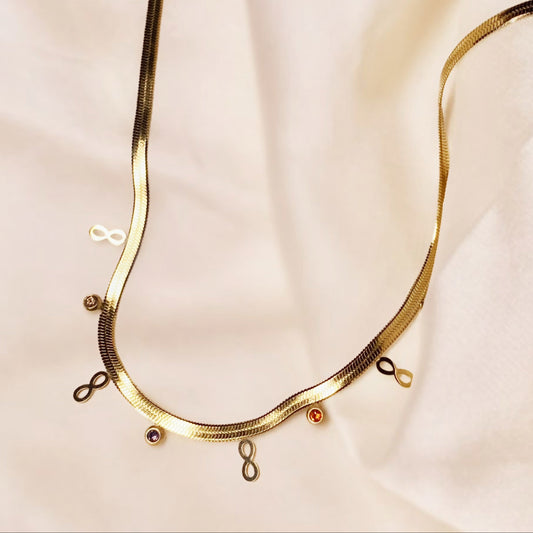 Viper snake chain, Rainbow color, antitarnish, waterproof jewellery, zircon, AD stones, gold chain golden jewellery, women chain, infinite chain