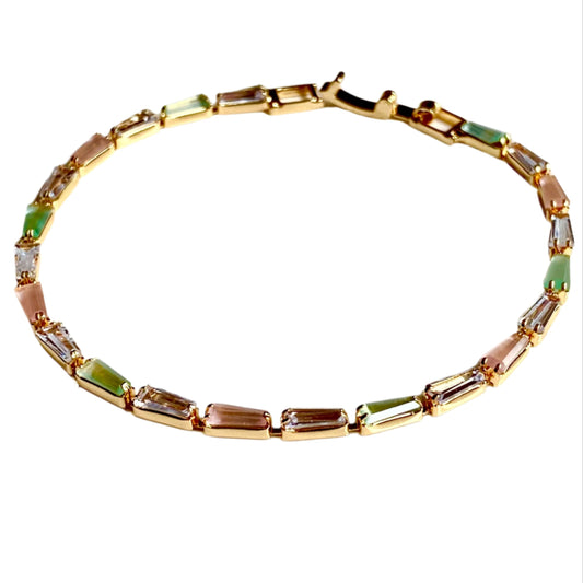 multicolor bracelet, pastel color, statement jewellery, antitarnish bracelet, sleek bracelet, tennis bracelet, womens tennis bracelet, stone bracelet, jade bracelet, crystal bracelet